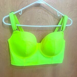 Neon Yellow 36DDD adjustable back strap. Fits like you’re wearing a bra!